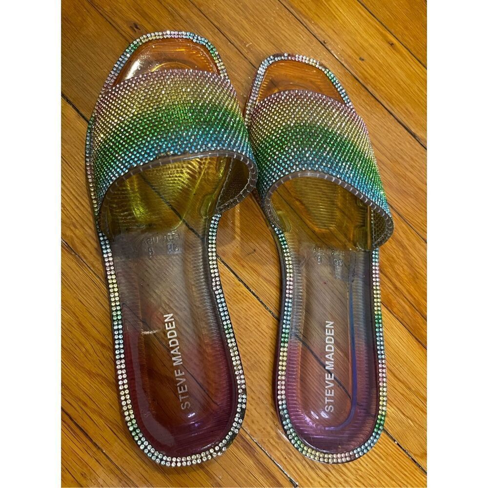EUC Steve Madden Rhinestone Jellies 8 - Picture 2 of 6